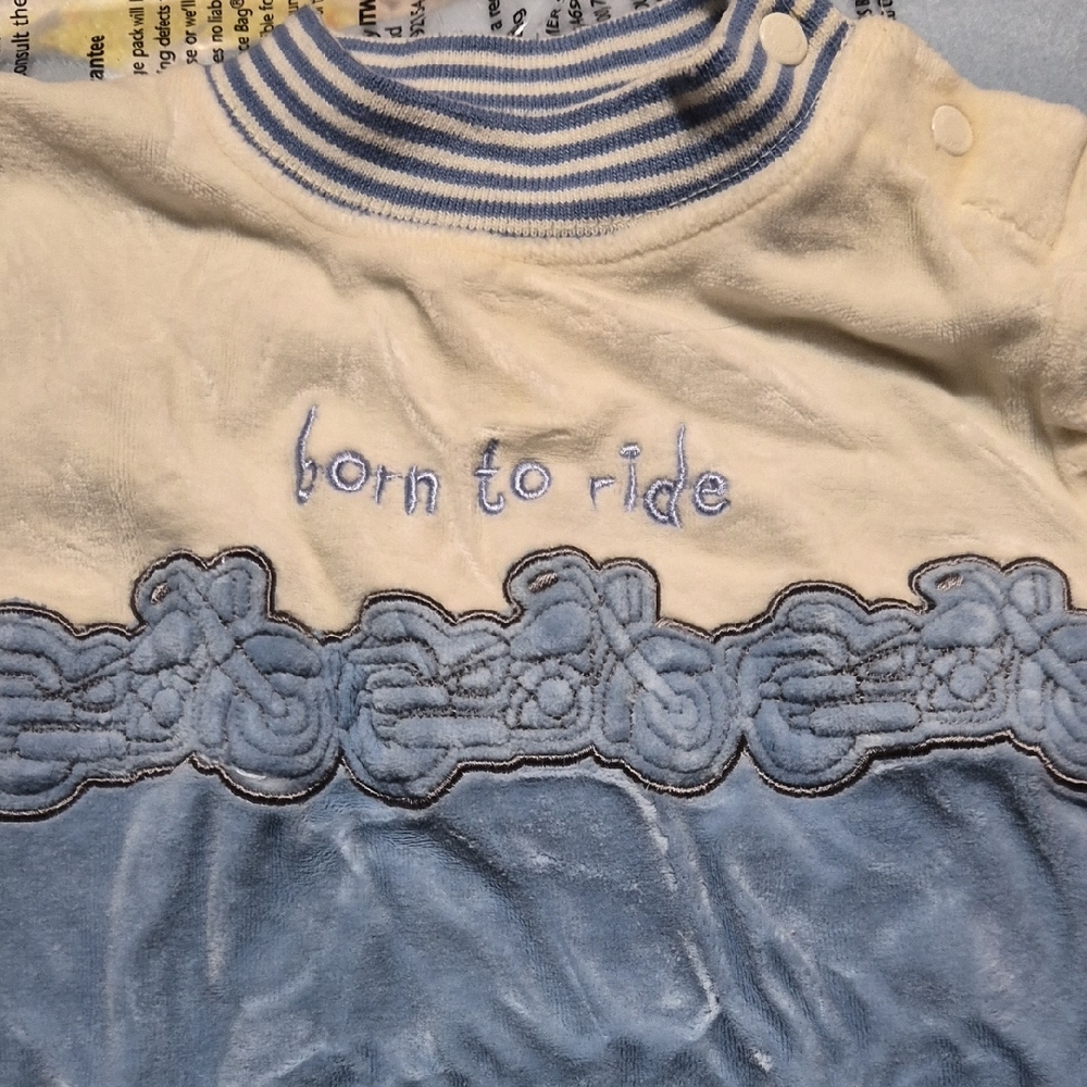 Harley Davidson - Born to Ride Kids Shirt - Blue and Cream